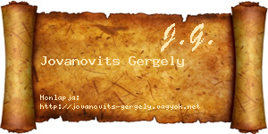 Jovanovits Gergely névjegykártya